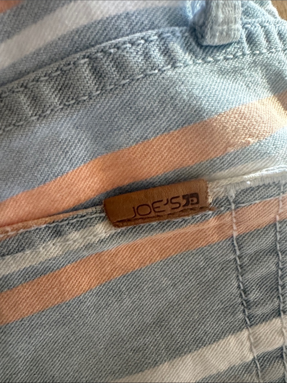 Joe's Jeans Striped High Rise Denim Shorts - Picture 3 of 6